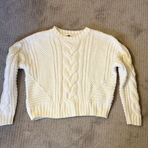 H&M White Cable Knit Sweater